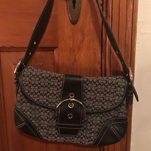 Coach grey and black leather small purse *retired*